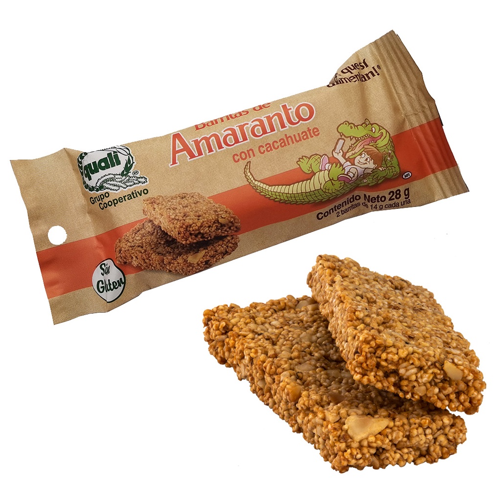 Barritas de Amaranto con Cacahuate 2 barritas, 28 g