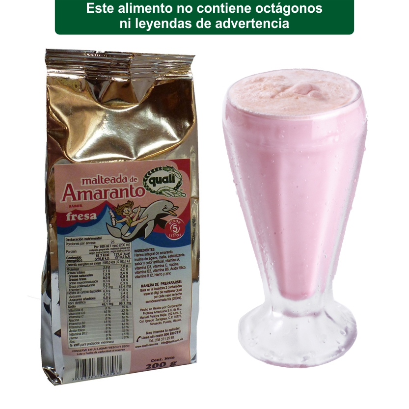 Malteada de amaranto Quali sabor fresa 200g