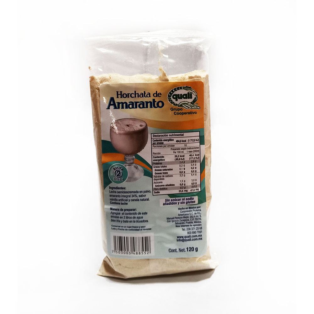 Paquete de 10 Horchatas de Amaranto Quali (sin Azúcar) 120 g
