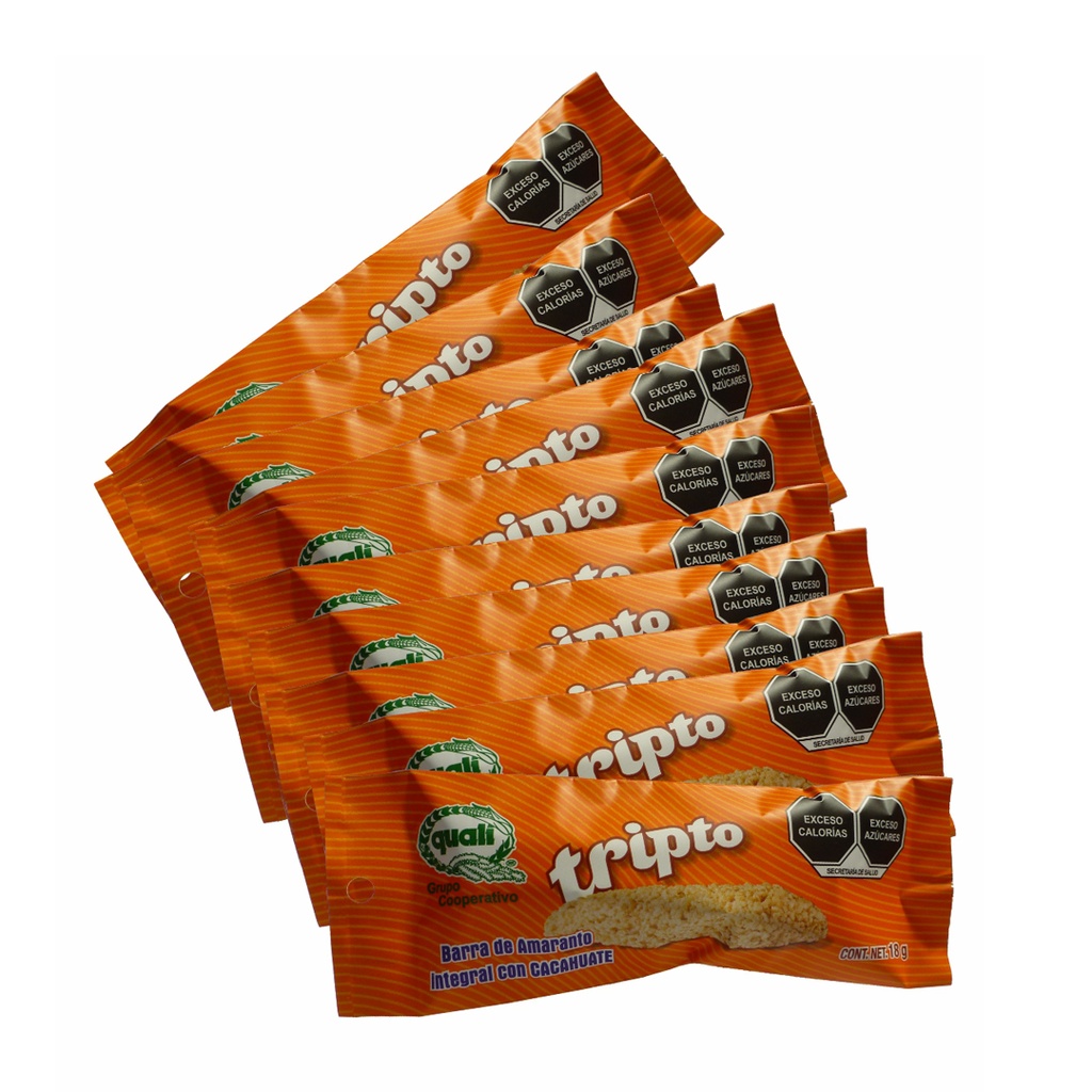 Paquete de 10 Triptos de Amaranto Quali con Cacahuate 18g