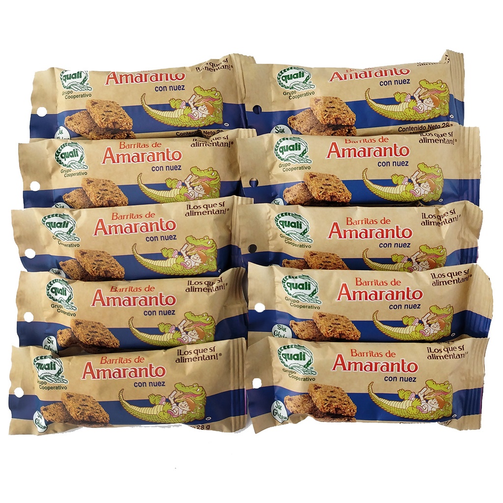 Paquete con 10 Barritas de Amaranto con Nuez 