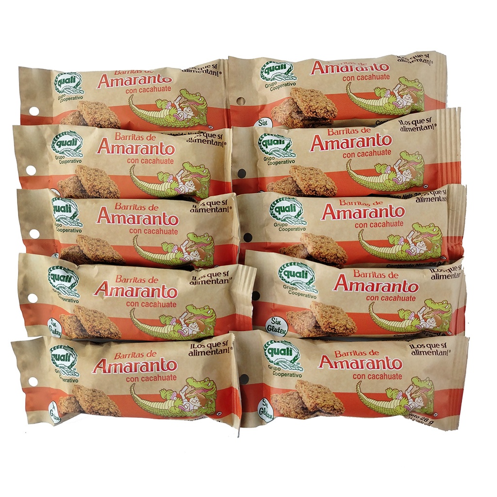Paquete de 10 Barritas de Amaranto con Cacahuate 