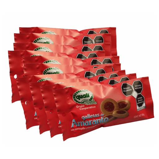 [1200-002-005] Paquete de 10 Galletas de Amaranto Quali con Mermelada de Fresa 50 g