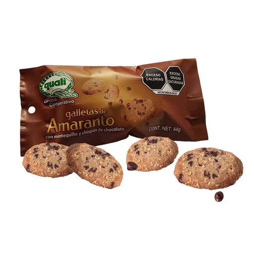 [1200-002-008] Paquete de 10 Galletas de Amaranto Quali con Chispas de Chocolate 44 g