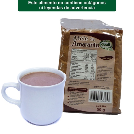 [1200-006-015] Paquete de 10 Atoles de Amaranto Quali con Cocoa 50 g